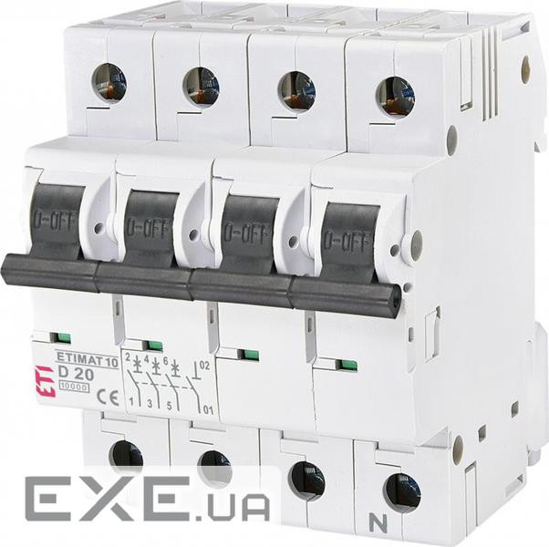 Автоматичний вимикач ETI, ETIMAT 10 3p+N D 20А (10 kA) (2156717)