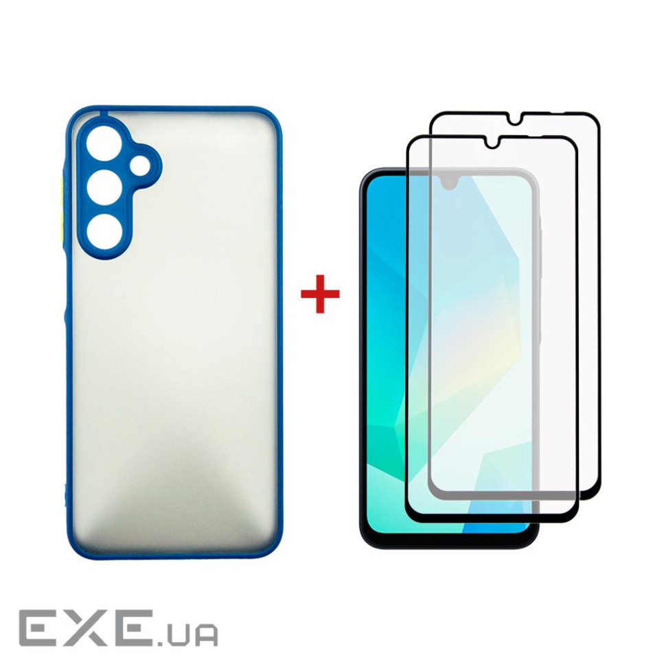 Чохол до мобільного телефона Dengos Samsung Galaxy A16 Matte + glass 2pcs (Blue) (DG-CTG2P-03)