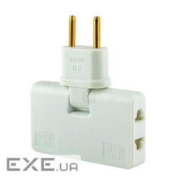 Трійник + перехідник 3 in 1, UK / US-EU, 220В, 10А, поворотний 180 &deg;, White (HK338W) 180 &deg;, White (HK338W)