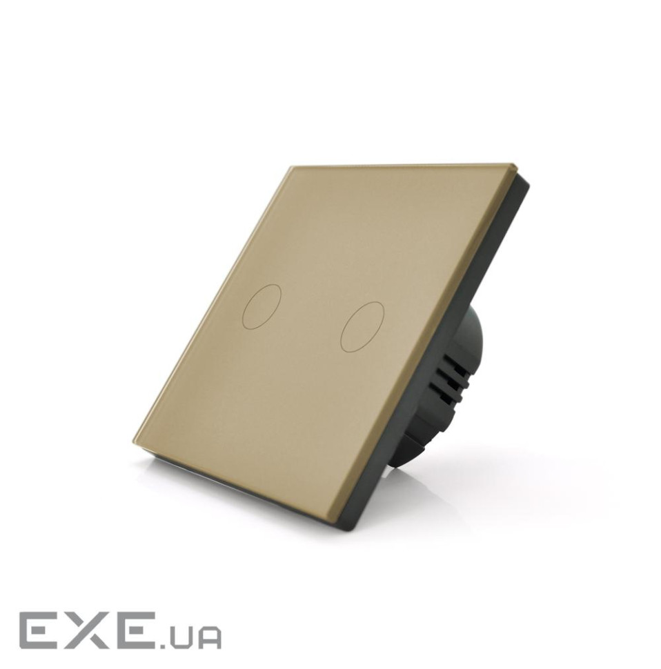 Сенсорний вимикач із заземленням + WiFi керування, двоканальний, gold, 86х86х35мм (17937)