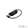 Хаб AXAGON HUE-X4B USB READY hub, 20 cm USB-A cable, Black
