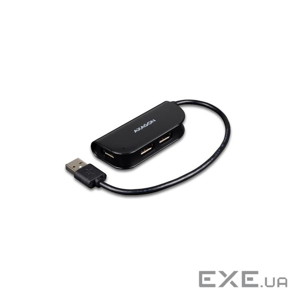 Хаб AXAGON HUE-X4B USB READY hub, 20 cm USB-A cable, Black