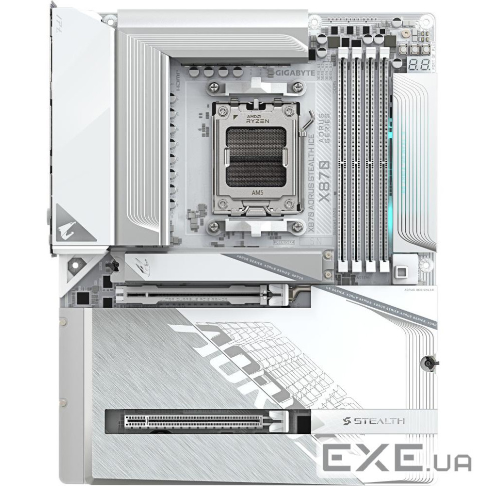 Материнська плата Gigabyte AORUS X870 Stealth Ice (X870 AORUS STEALTH ICE)