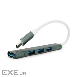 Хаб Type-C, 4 порти USB 3.0, 10 см, Black, Blister (YT-TC3H4-B 10см)