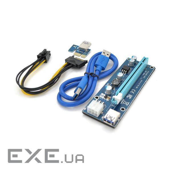 Райзер VOLTRONIC PCI-E x1 to 16x 60cm USB 3.0 Blue Cable SATA to 6-pin Power v.006C (VER 006С-FP5K)