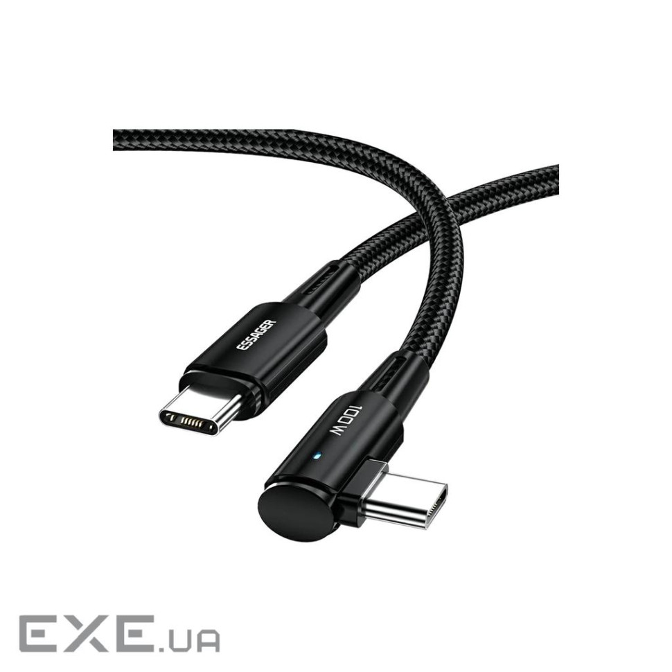 Дата кабель USB-C to USB-C 3.0m 100W 90 corner black Essager (EXCTT1-CGWTC01)