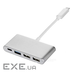Хаб Type-C алюмінієвий, 2xUSB 2.0 + 1xUSB 3.0 + Type-C, White, Blister (YT-HTC2+1 / 3-W) , 2xUSB 2.0 + 1xUSB 3.0 + Type-