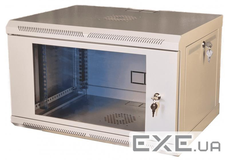 Шафа телекомунікаційна 19" VAGO 6U, настінна, двері акрил, сіра, (370х600х450) (021495) 450) (021495)