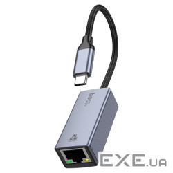 Мережевий адаптер HOCO UA37 USB ethernet adapter (1000 Mbps) Metal Gray (6942007647274)