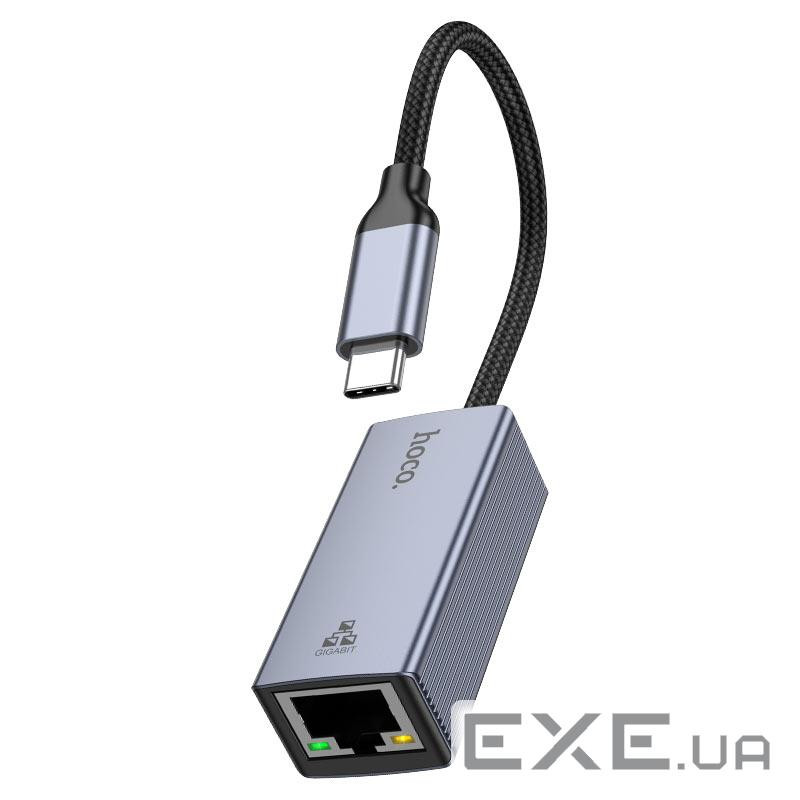 Мережевий адаптер HOCO UA37 USB ethernet adapter (1000 Mbps) Metal Gray (6942007647274)