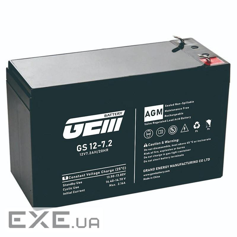 Акумуляторна батарея GEM Battery 12V, 7.2A (GS 12-7.2)