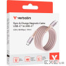 Магнітний кабель живлення та синхронізації Verbatim 60 Вт /USB-C-USB-C /120 см-рожевий (31853)