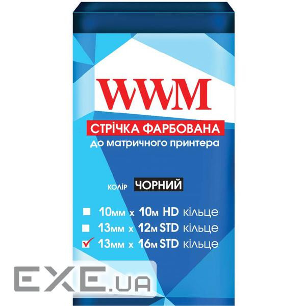 Стрічка до принтерів 13мм х 16м STD Black ring WWM (R13.16S)