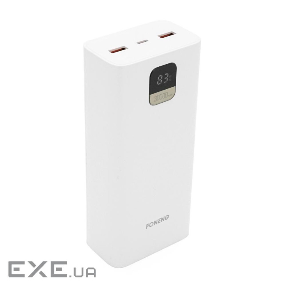 Power Bank FONENG P55 30000mAh, 2*USB+Tepe-C, White, 0.580kg, Box (FONENG P55 / W)