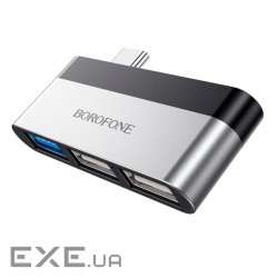 Перехідник BOROFONE DH1 Type-C(Male) - USB3.0+2*USB2.0, Black, Box BOROFONE DH1 Type-C(Male) - USB3.0+2*USB2.0, Black, B