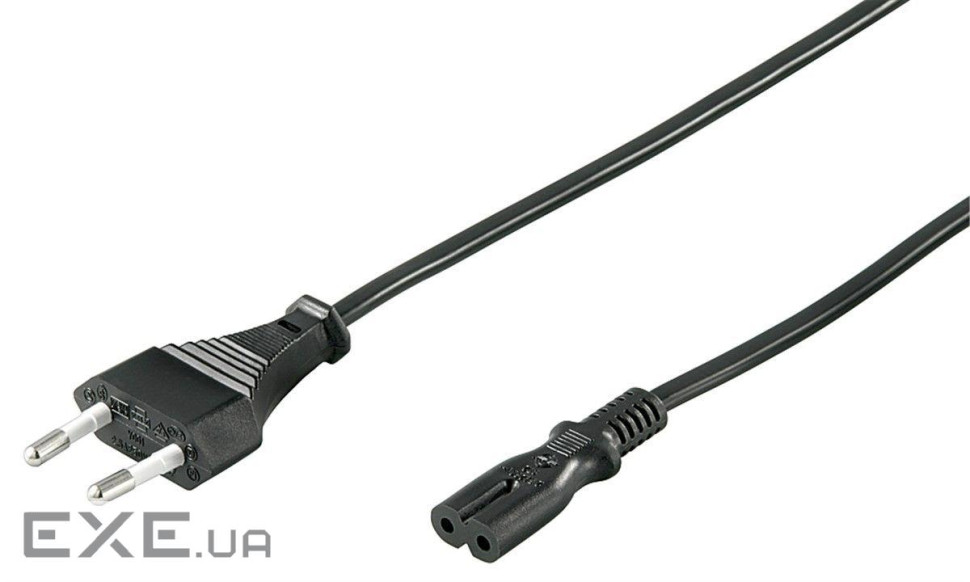 Кабель живлення пристроїв IEC(EuroPlug)-(C7)Euro8 M/M 3.0m,0.75mm прямий Cu,чорний (75.09.5038-1)