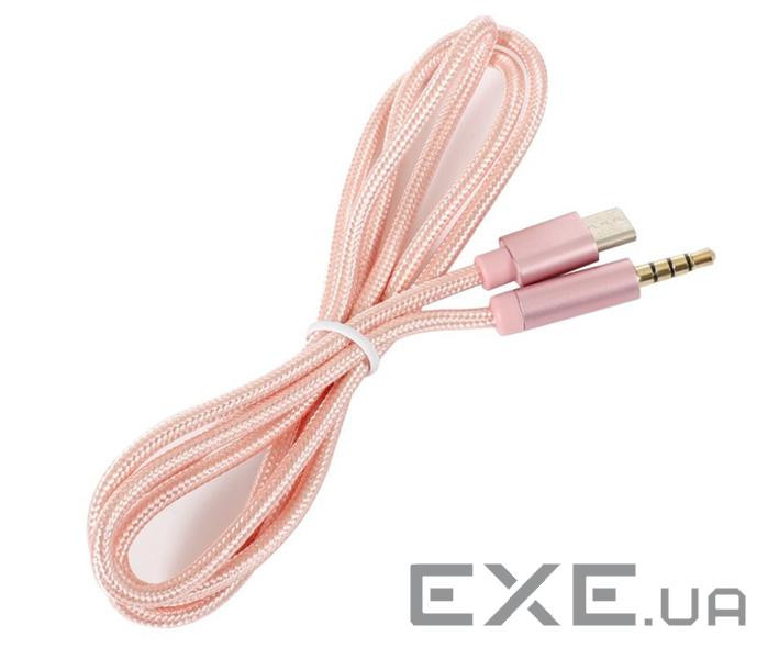 Кабель AUX Type-C - TRRS Audio 3.5мм Male/Male 1м Pink (S0996)