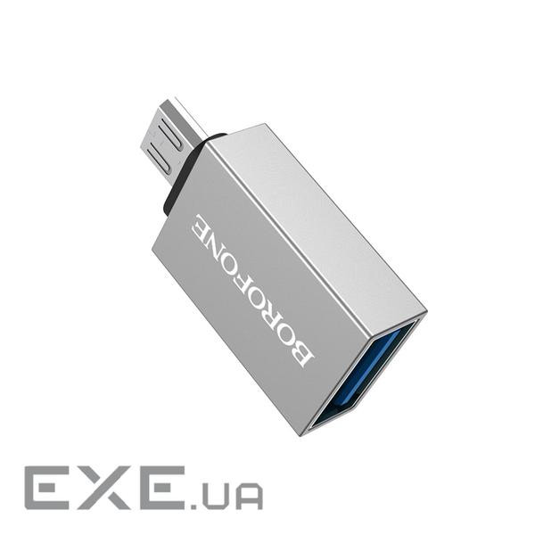 Перехідник Borofone BV2 USB2.0(F) => Micro(M), Silver, Blister (BV2 / M) Borofone BV2 USB2.0(F) => Micro(M), Silver, Bli