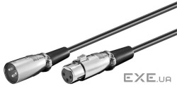 Кабель аудіо-подовжувач XLR 3p M/F 10.0m,Shielded D=6.0mm Metal Cu,чорний (84.00.7159-1) (84.00.7159-1)