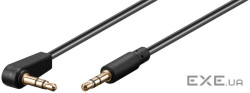 Кабель аудіо-сигнальний Jack 3.5mm 3pin M/M 3.0m,90ё AUX Shield AWG28 D=2.6mm Cu,чорний (75.05.9525 (75.05.9525