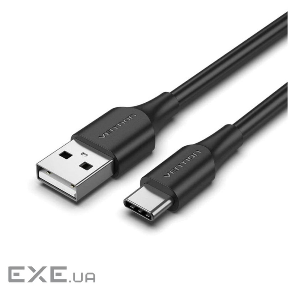 Дата кабель USB 2.0 AM to USB-C 2.0m 3A black Vention (CTHBH)