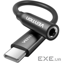 Перехідник USB-C to 3.5mm M black Vention (BIIBA)