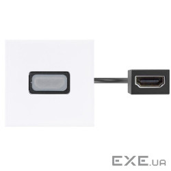 Патч-корд з HDMI 2.0 розеткою 45х45 мм та роз"ємом HDMI 2.0 "мама-мама", білий (K129C/9)