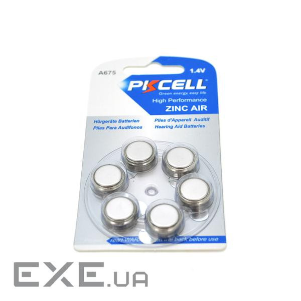 Батарейка повітряно цинкова PKCELL 1.4V ZA675, 6 штук у блістері, ціна за блістер , Q (ZA675-6B)