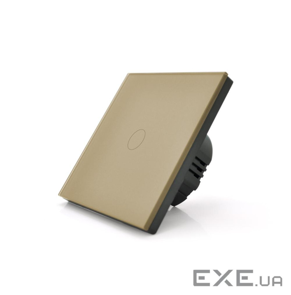 Сенсорний вимикач із заземленням + WiFi керування, одноканальний, gold, 86х86х35мм (17938)