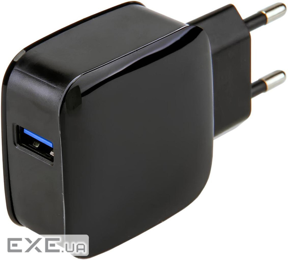 Зарядний пристрій 1xUSB 18W QС3.0, чорний (B00138)