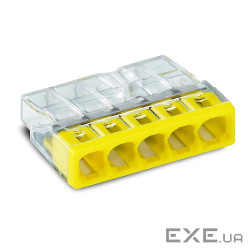 Клемний блок 5х1...2.5мм2, для однопров.проводн.,мідь, WAGO, прозорий (2273-205) (2273-205)