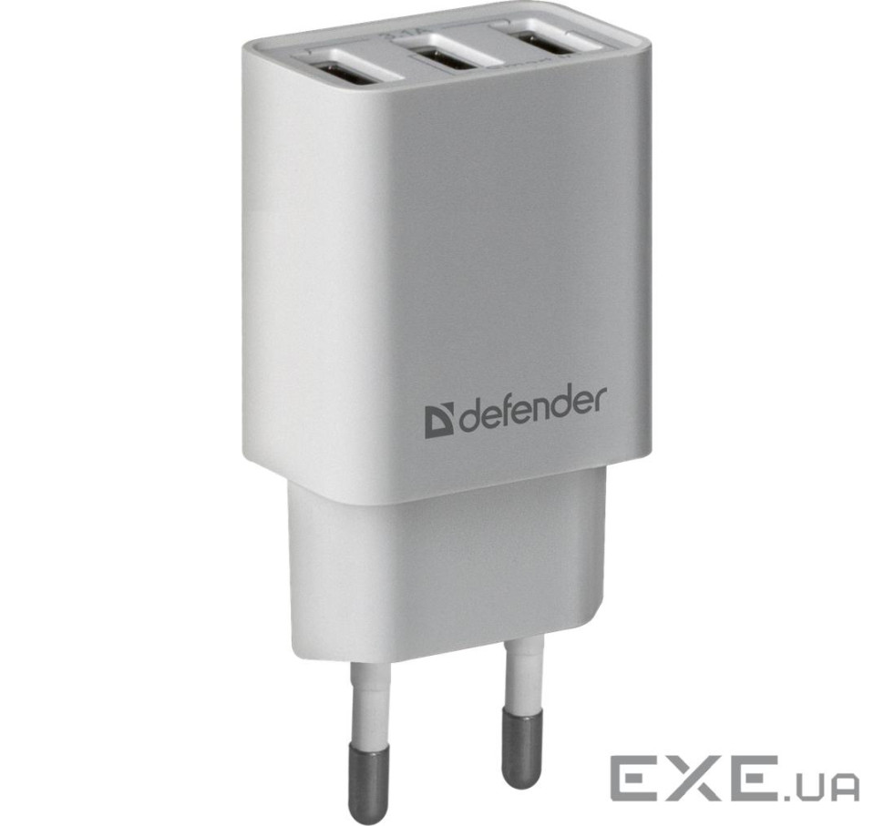 Зарядний пристрій Defender UPA-31 white, 3xUSB, 5V / 3.1A (83587)