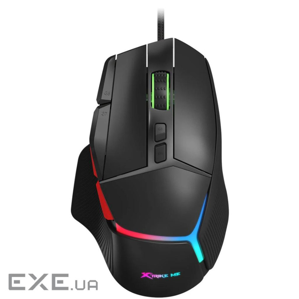 Мишка XTRIKE ME GM-415, ігрова, USB, 8000dpi., 9кн., RGB чорна