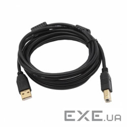 Кабель VOLTRONIC USB 2.0 AM/BM, 1.5m, 1 ферит, чорний (YT-AM/BM-1.5B)