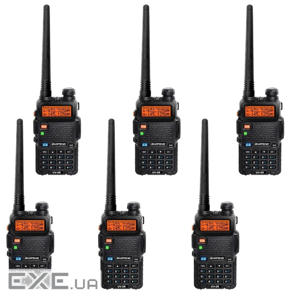 Портативна рація Baofeng UV-5R Black Six Pack комплект 6 шт (2200000758965)