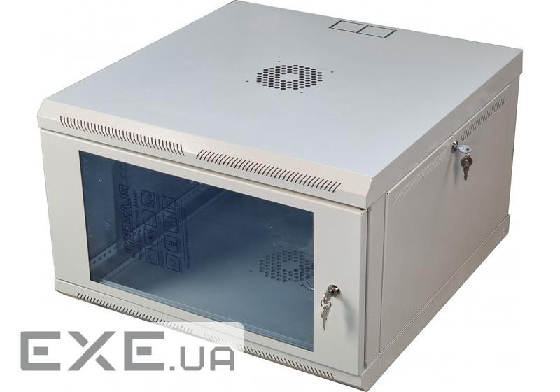 Шафа телекомунікаційна 19" VAGO 6U, настінна, двері акрил, сіра, (370х600х600) (021485) 600) (021485)