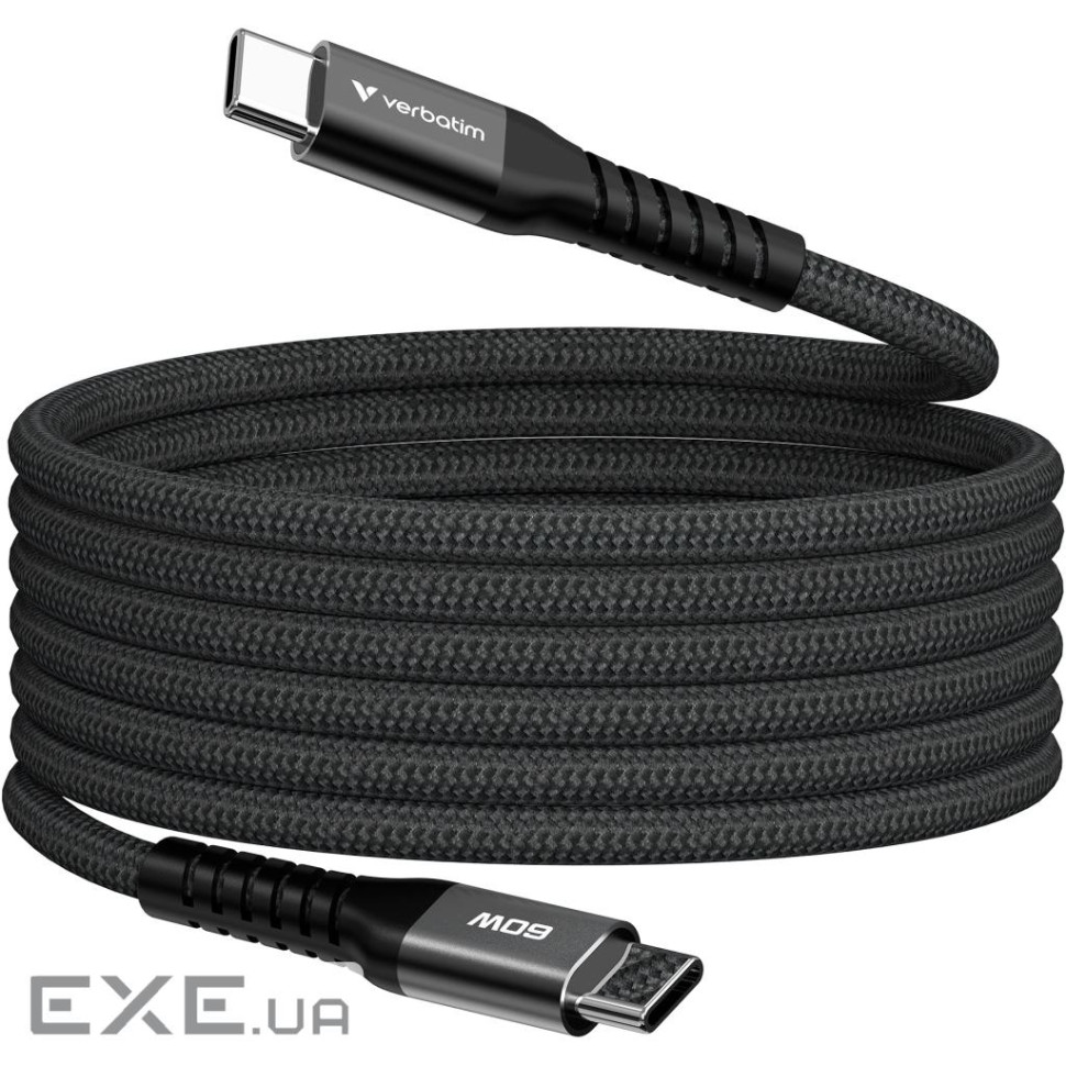Магнітний кабель живлення та синхронізації Verbatim 60 Вт /USB-C-USB-C /120 см-чорний (31859)