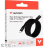 Магнітний кабель живлення та синхронізації Verbatim 60 Вт /USB-C-USB-C /120 см-чорний (31859)