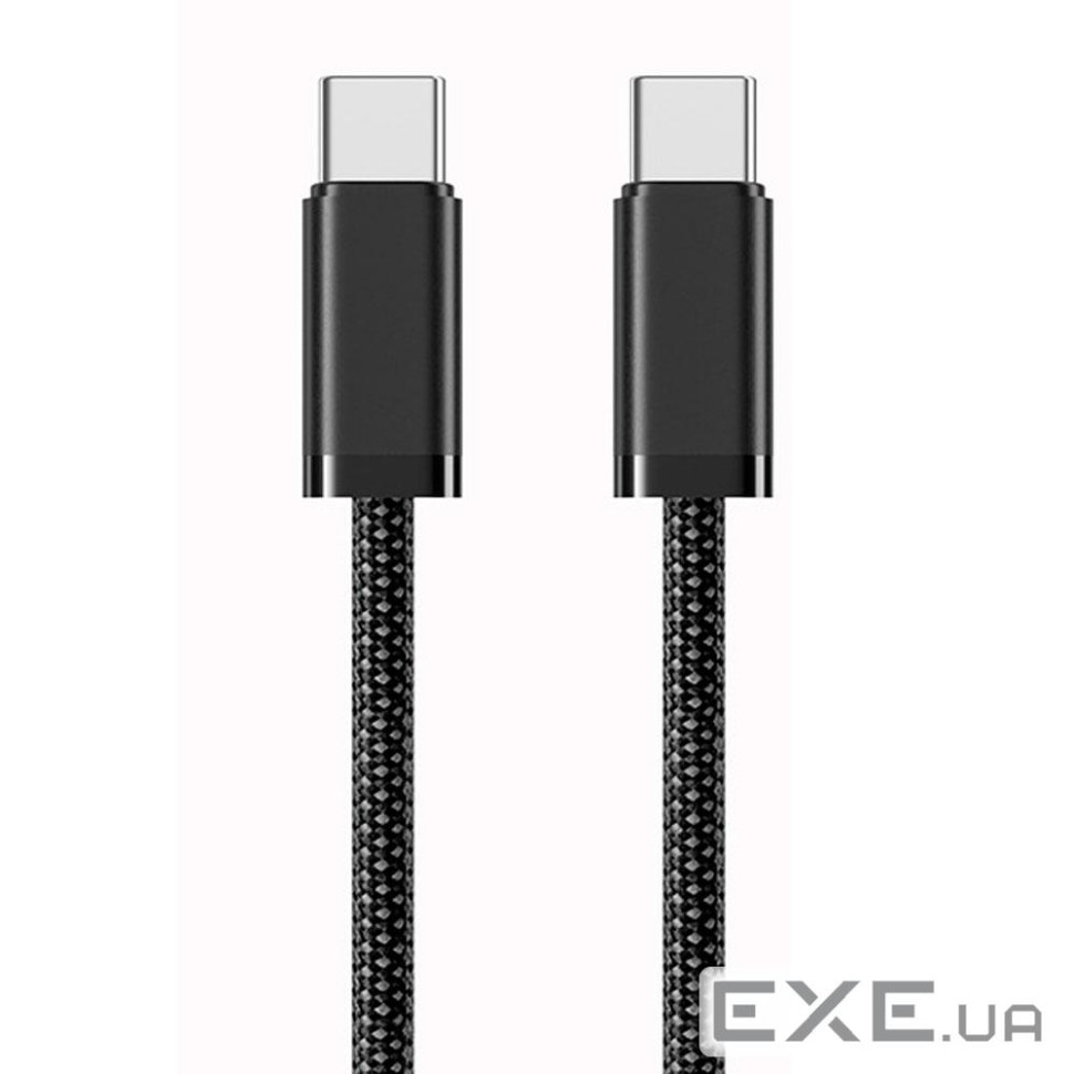 Кабель Type-C to Type-C (male to male), PD100Вт, довжина 1.0м, обплетення, Bla (YT-TC-TC100W-B-1.0m)