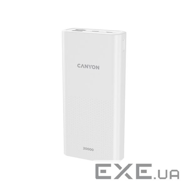 Батарея універсальна Canyon 20000mAh, Input 5V/2A, Output 5V/2.1A(Max), White (CNE-CPB2001W)