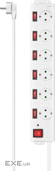 Мережевий фільтр HAMA 6-Way Power Strip White, 6 розеток, 1.4м (00223159)