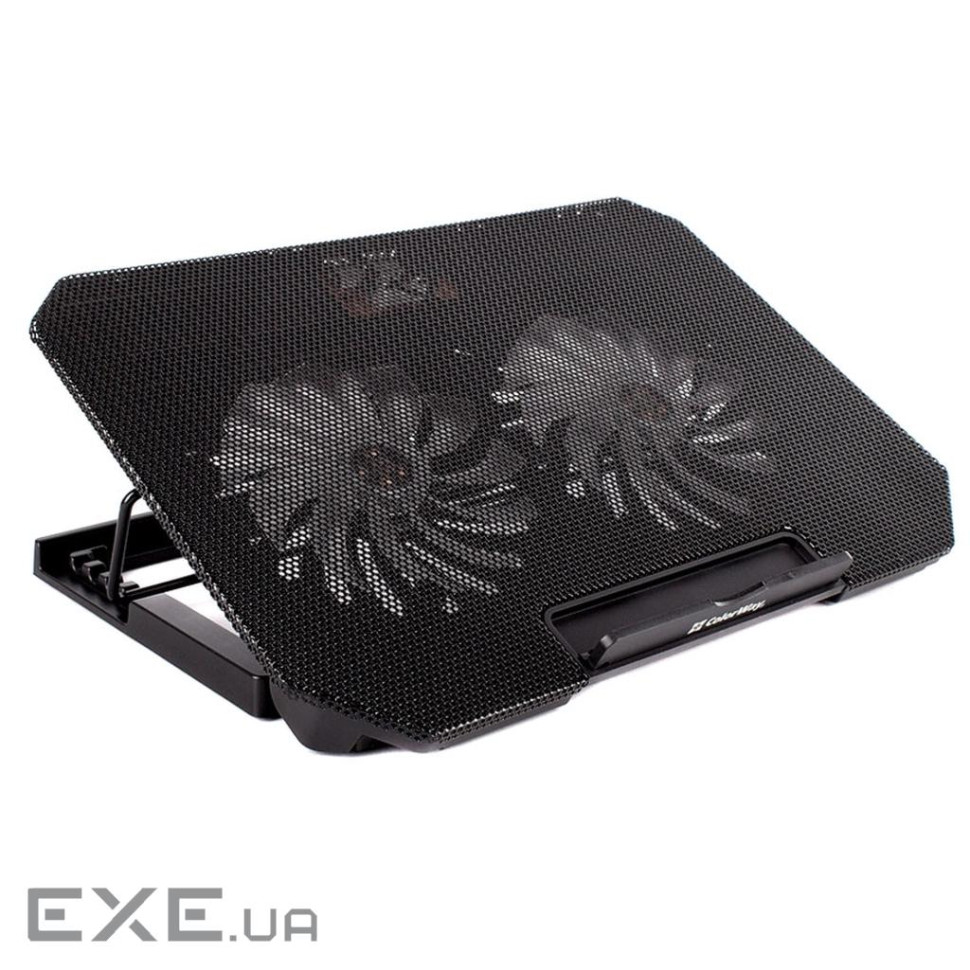 Підставка для ноутбука до 17" ColorWay Q100, Black, 2x12 см вентилятори, регулювання нах (CW-CLQ100)