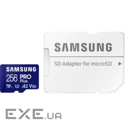 Карта пам'яті SAMSUNG microSDXC Pro Plus 256GB UHS-I U3 V30 A2 Class 10 + SD-adapter (MB-MD256SA/EU)
