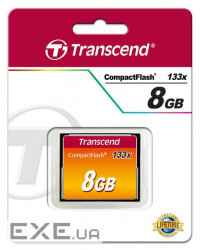 Карта пам'яті Transcend 8Gb CF 133X Карта пам'яті Transcend CompactFlash ємність 8192 Мb. (TS8GCF133)