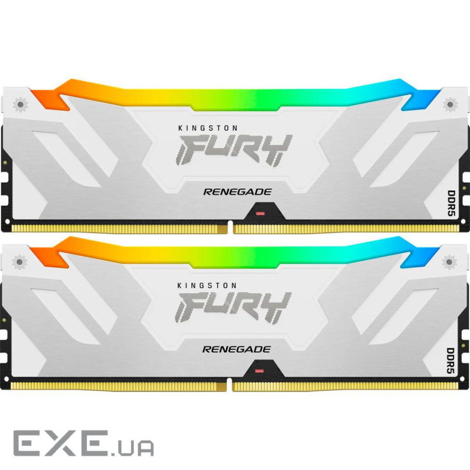 Модуль пам'яті KINGSTON FURY Renegade RGB White/Silver DDR5 6400MHz 64GB Kit 2x32G (KF564C32RWAK2-64)