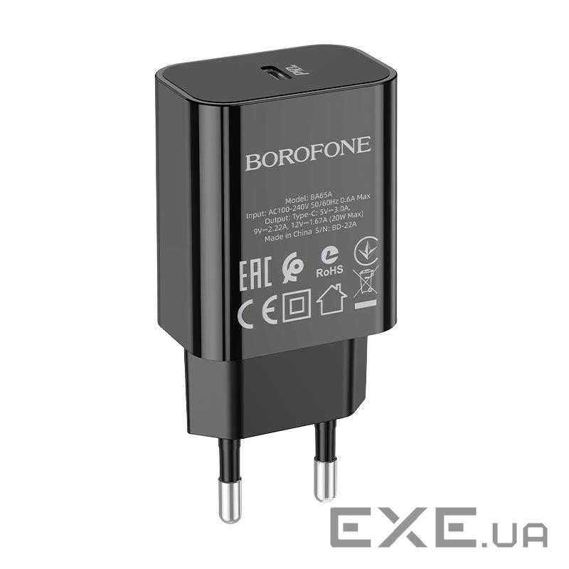 СЗУ BOROFONE BA65A, 1xUSB-C, PD20W, Black, Box (BOROFONE BA65A / B)