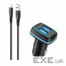 Автомобільний зарядний пристрій SkyDolphin SZ18L (2USB, 3.4A) Black (AZP-000099) + кабель Lightnin