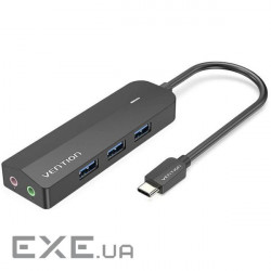 USB хаб VENTION 6-in-1 USB-C to USB3.0x3/Micro-B Power Hub with External Stereo Sound Adapter (TGQBB