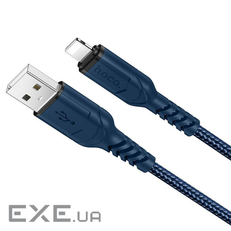 Дата кабель USB 2.0 AM to Lightning 1.0m 2.4A nylon X59 blue HOCO (6931474744883)