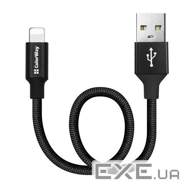 Дата кабель USB 2.0 AM to Lightning 0.25m black ColorWay (CW-CBUL048-BK)